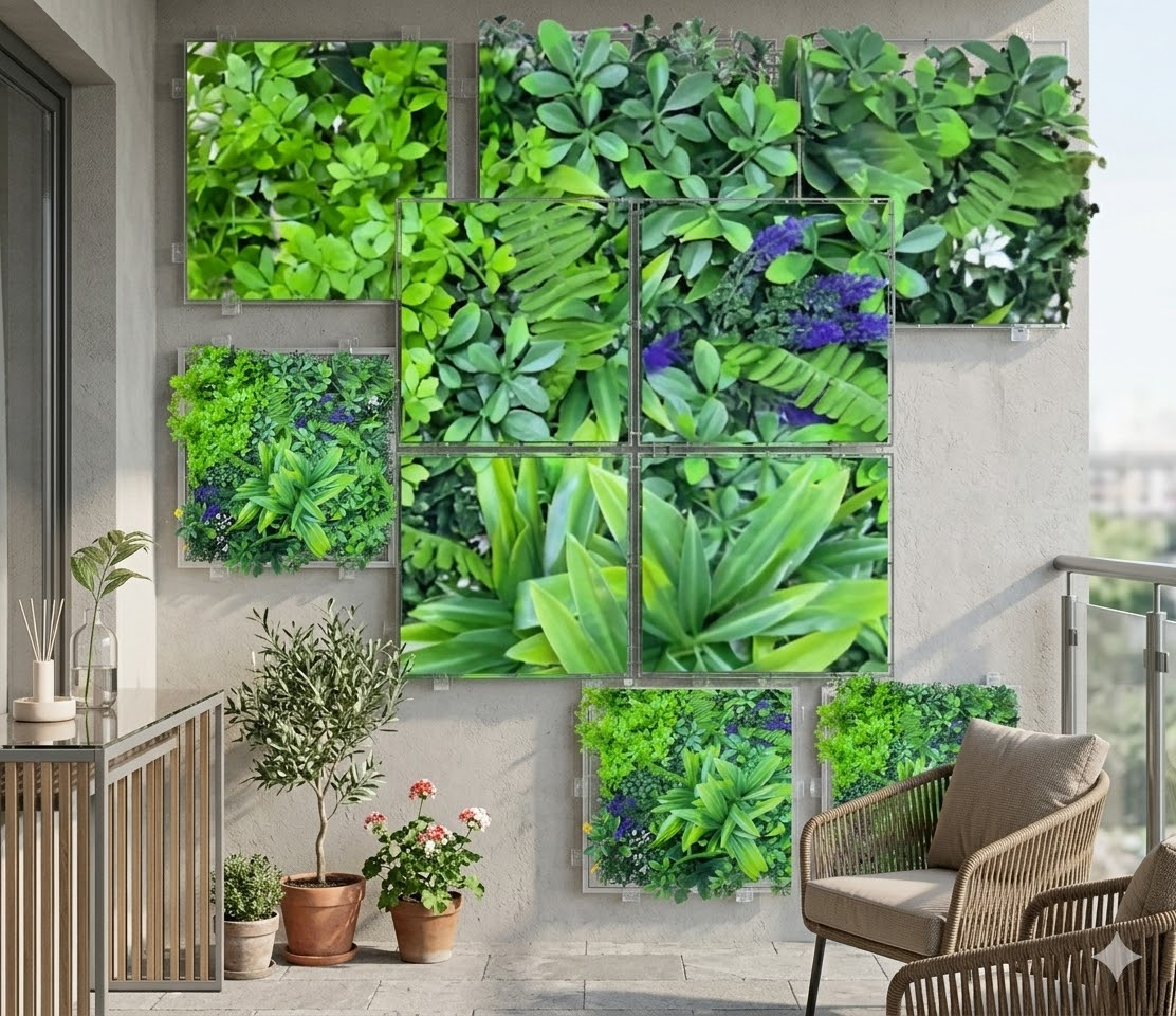 Τεχνητό Διακοσμητικό Πάνελ Φυλλωσιάς με Μπλε Λεπτομέρειες 50 x 50cm Τεχνητό Διακοσμητικό Πάνελ Φυλλωσιάς με Μπλε Λεπτομέρειες 50 x 50cm