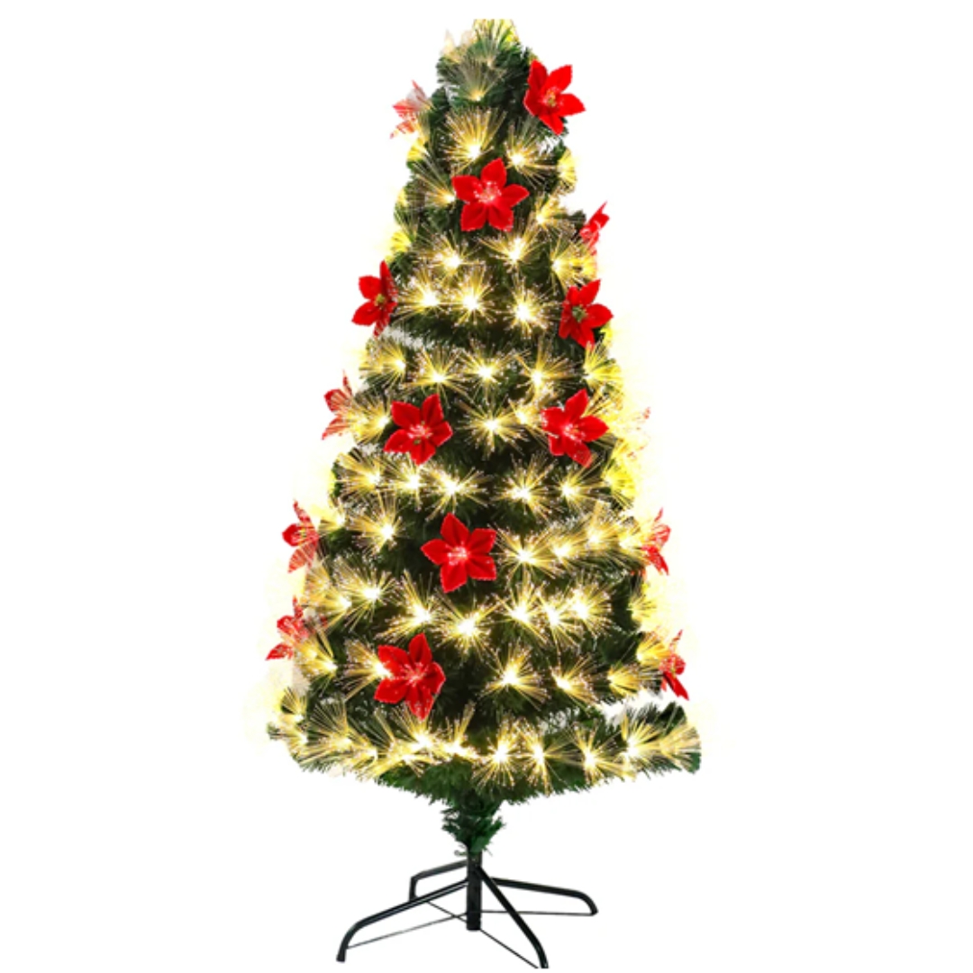 Τεχνητό Χριστουγεννιάτικο Δέντρο 120cm με Φωτισμό LED Οπτικών Ινών και Μεταλλική Βάση Τεχνητό Χριστουγεννιάτικο Δέντρο 120cm με Φωτισμό LED Οπτικών Ινών και Μεταλλική Βάση