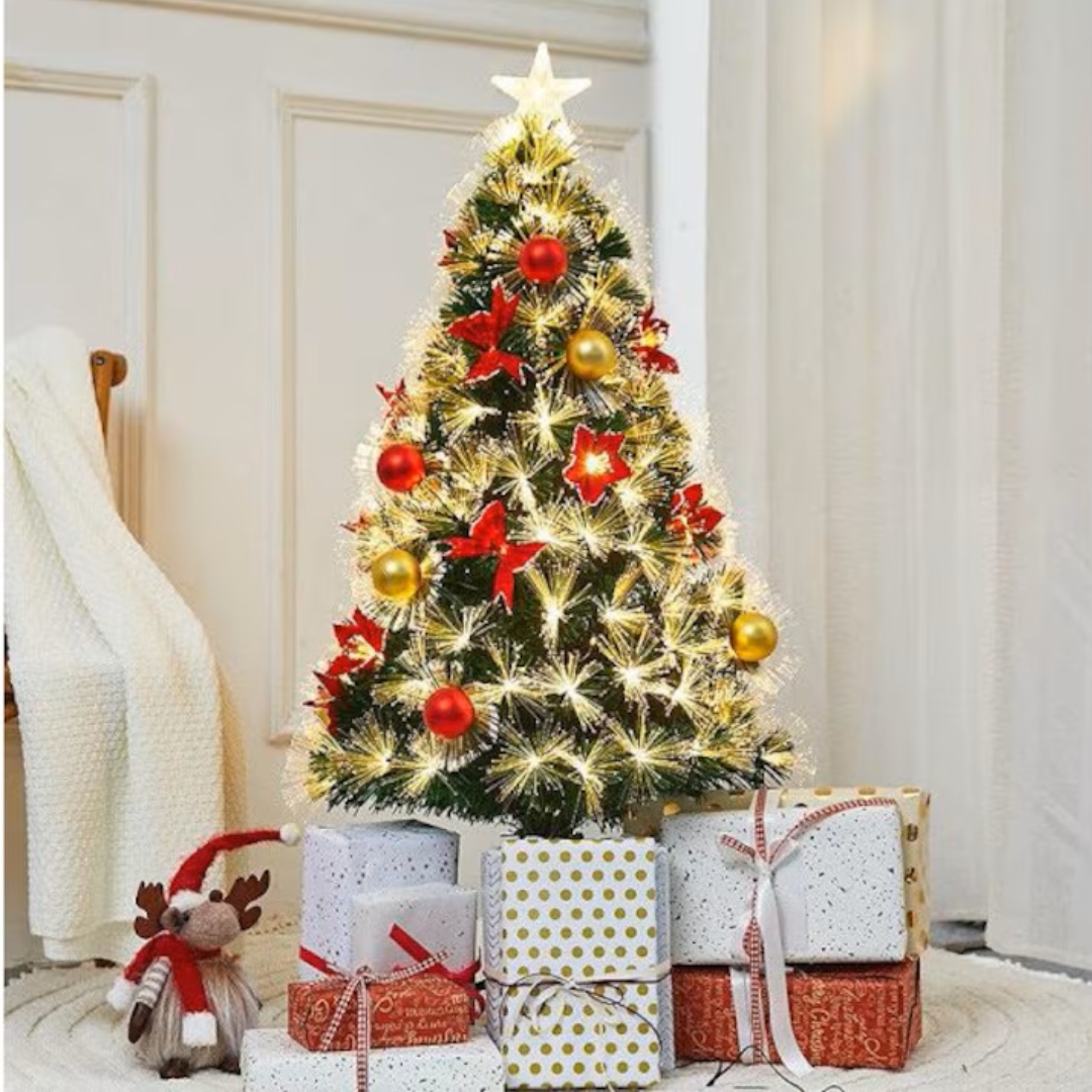 Τεχνητό Χριστουγεννιάτικο Δέντρο 120cm με Φωτισμό LED Οπτικών Ινών και Μεταλλική Βάση Τεχνητό Χριστουγεννιάτικο Δέντρο 120cm με Φωτισμό LED Οπτικών Ινών και Μεταλλική Βάση