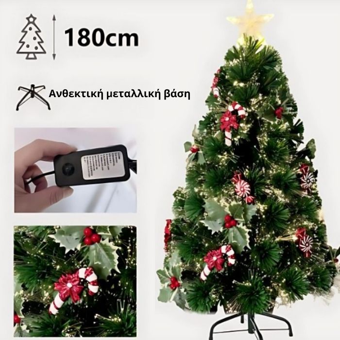 Τεχνητό Χριστουγεννιάτικο Δέντρο Στολισμένο με Φωτισμό LED 180cm Πράσινο Τεχνητό Χριστουγεννιάτικο Δέντρο Στολισμένο με Φωτισμό LED 180cm Πράσινο