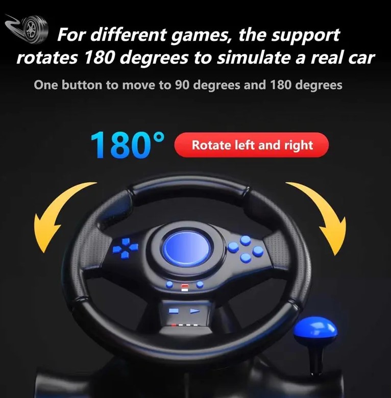 Τιμονιέρα με Μοχλό Ταχυτήτων και Πετάλια - 180° Περιστροφή - PC PS3 PS4 Switch XBOX 360 XBOX One Τιμονιέρα με Μοχλό Ταχυτήτων και Πετάλια - 180° Περιστροφή - PC PS3 PS4 Switch XBOX 360 XBOX One
