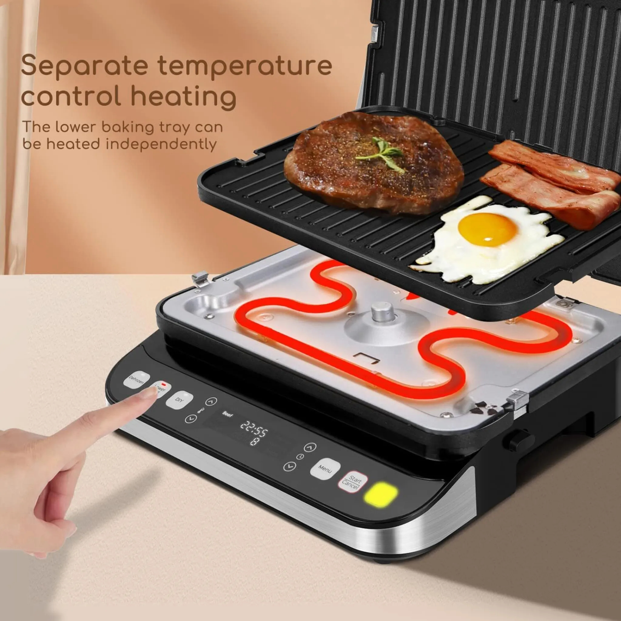 Τοστιέρα - Γκριλιέρα 2000W με Αποσπώμενες Πλάκες, Οθόνη & Ψηφιακό Πάνελ Ρυθμίσεων - Aigostar Τοστιέρα - Γκριλιέρα 2000W με Αποσπώμενες Πλάκες, Οθόνη & Ψηφιακό Πάνελ Ρυθμίσεων - Aigostar