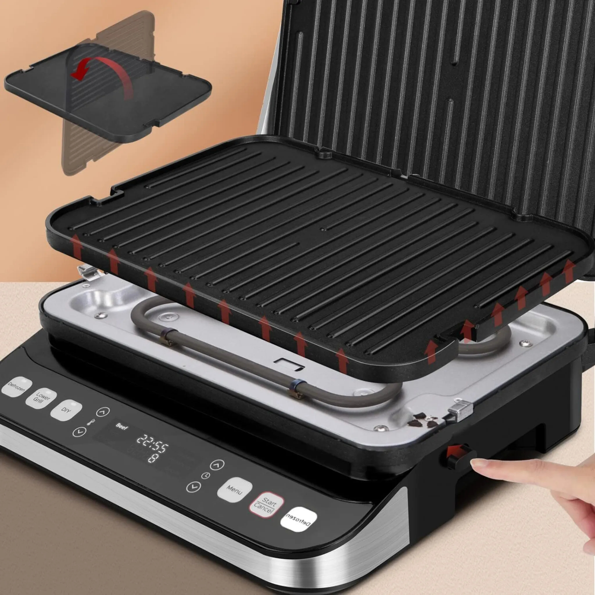 Τοστιέρα - Γκριλιέρα 2000W με Αποσπώμενες Πλάκες, Οθόνη & Ψηφιακό Πάνελ Ρυθμίσεων - Aigostar Τοστιέρα - Γκριλιέρα 2000W με Αποσπώμενες Πλάκες, Οθόνη & Ψηφιακό Πάνελ Ρυθμίσεων - Aigostar