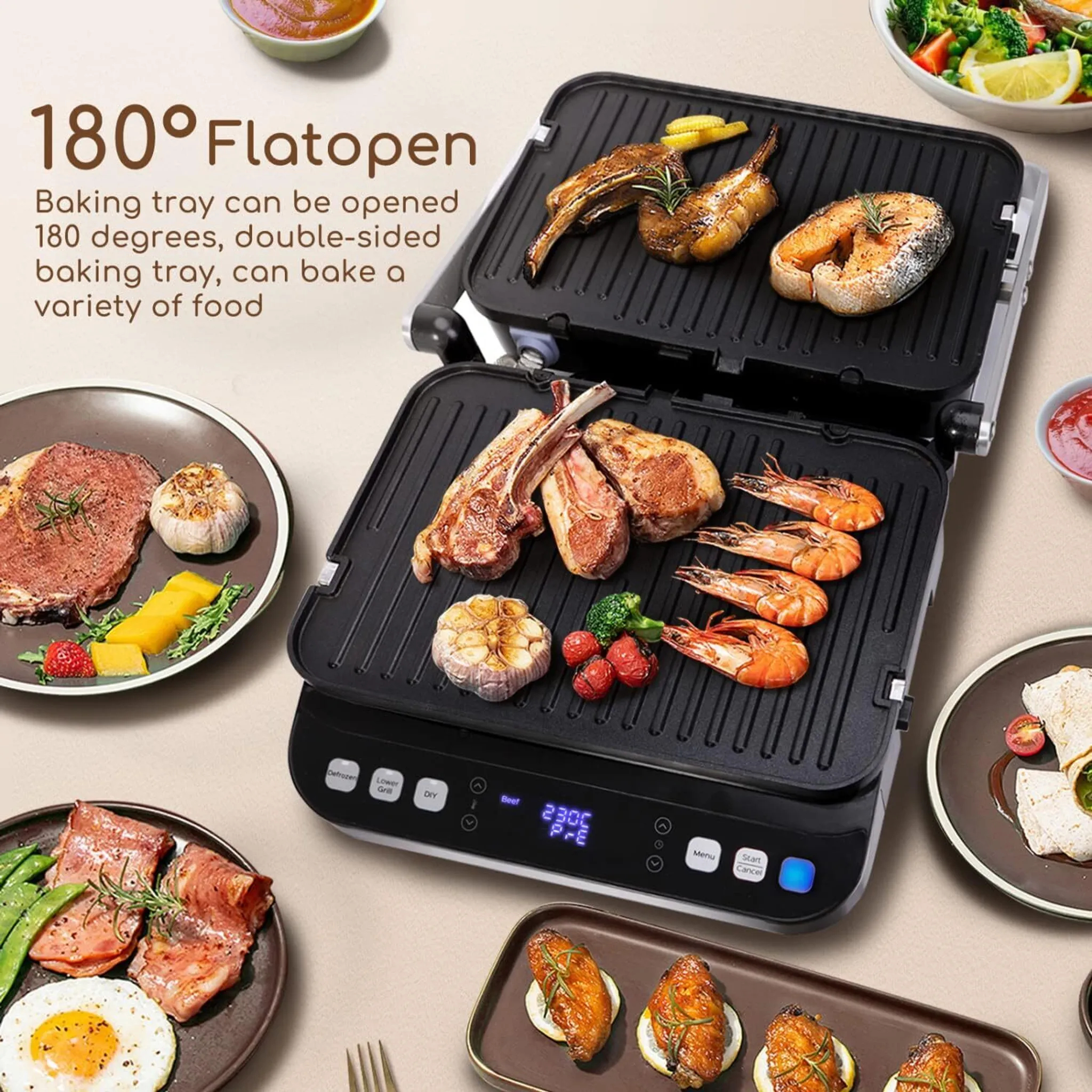 Τοστιέρα - Γκριλιέρα 2000W με Αποσπώμενες Πλάκες, Οθόνη & Ψηφιακό Πάνελ Ρυθμίσεων - Aigostar Τοστιέρα - Γκριλιέρα 2000W με Αποσπώμενες Πλάκες, Οθόνη & Ψηφιακό Πάνελ Ρυθμίσεων - Aigostar