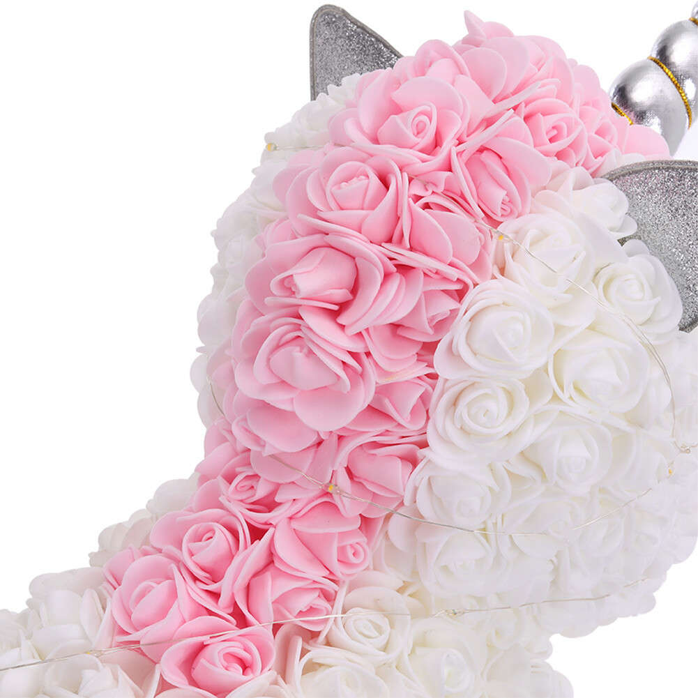 Τριανταφυλλένιος Μονόκερος με Τεχνητά Ροδοπέταλα Λευκό/Ροζ σε Συσκευασία Δώρου 40cm Τριανταφυλλένιος Μονόκερος με Τεχνητά Ροδοπέταλα Λευκό/Ροζ σε Συσκευασία Δώρου 40cm