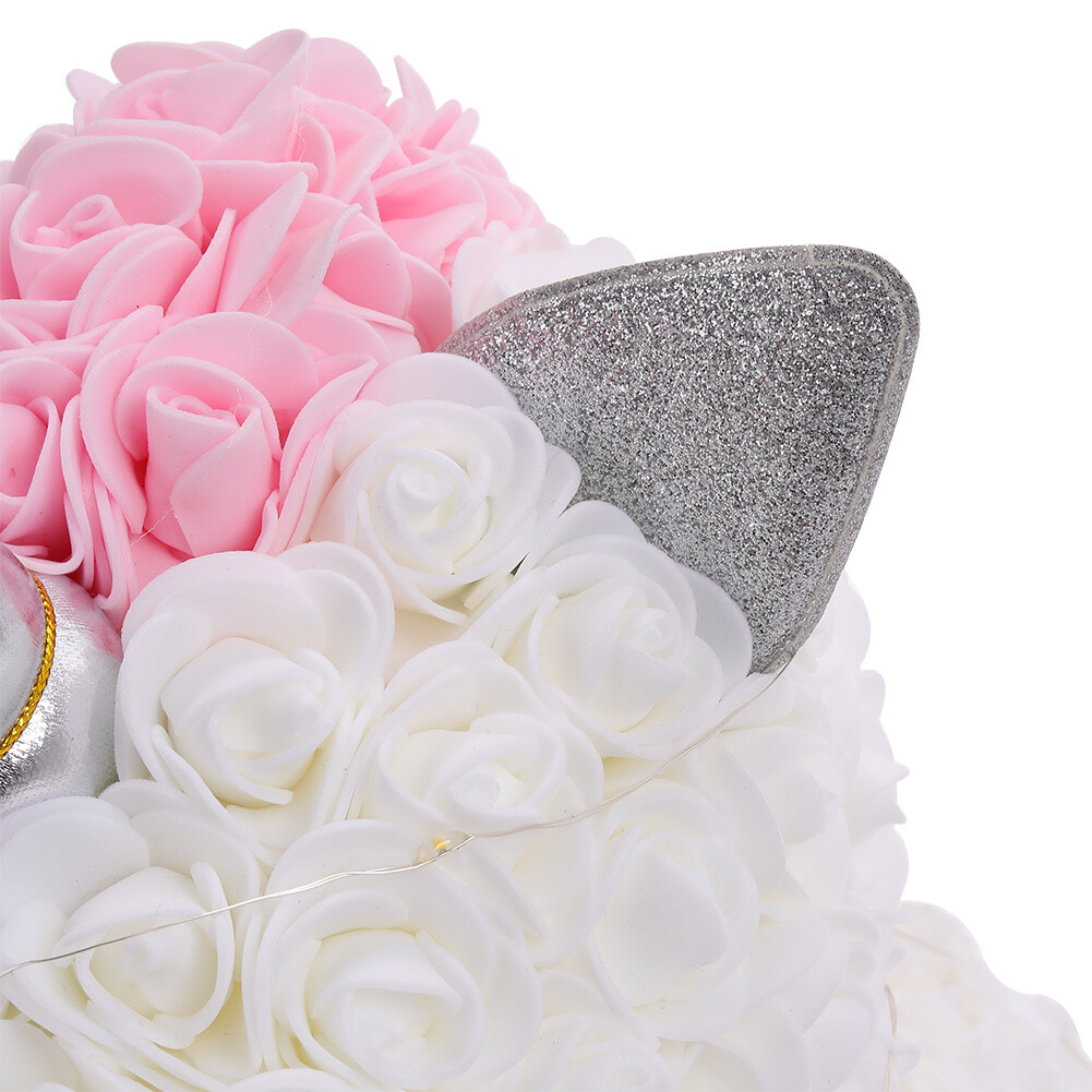 Τριανταφυλλένιος Μονόκερος με Τεχνητά Ροδοπέταλα Λευκό/Ροζ σε Συσκευασία Δώρου 40cm Τριανταφυλλένιος Μονόκερος με Τεχνητά Ροδοπέταλα Λευκό/Ροζ σε Συσκευασία Δώρου 40cm