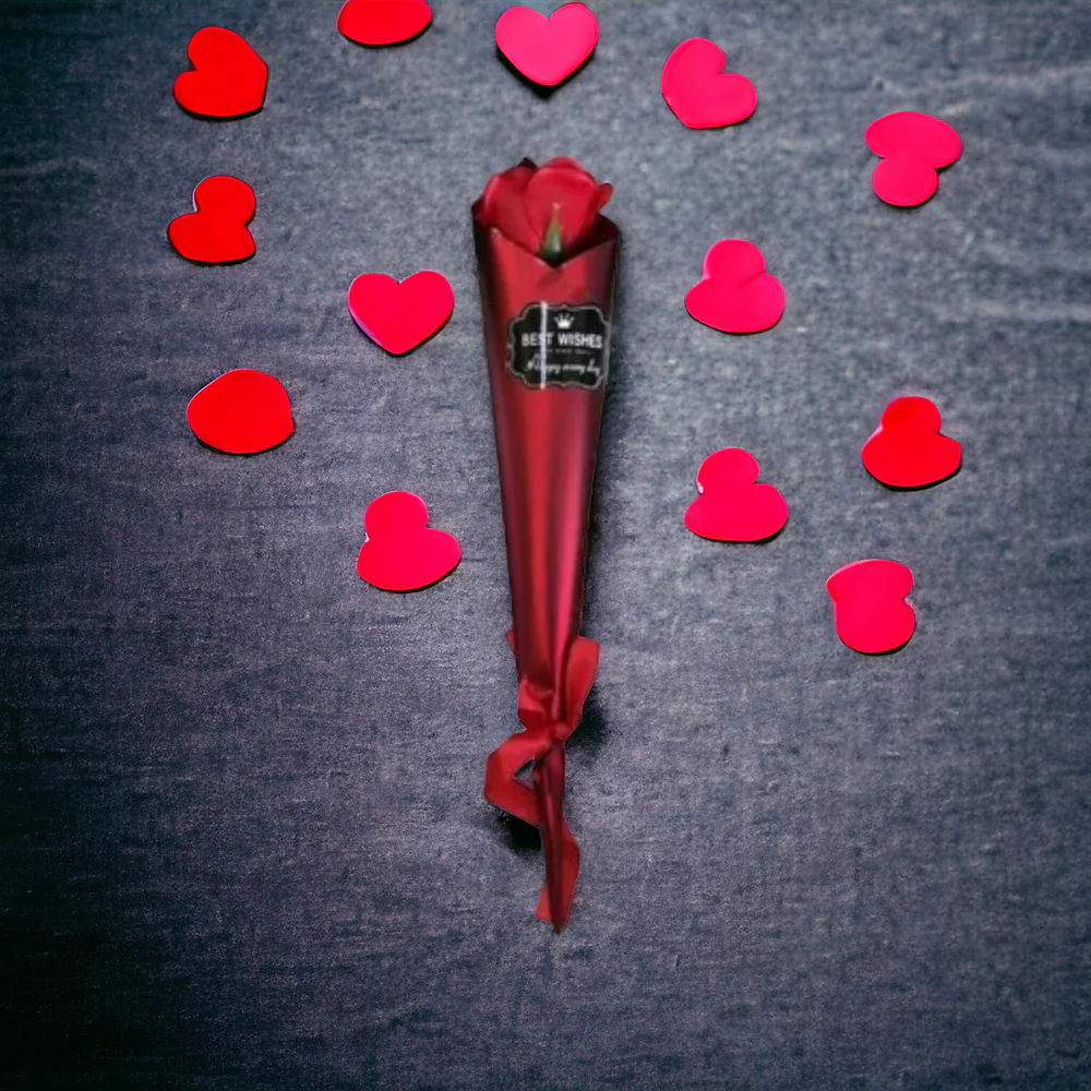 Τριαντάφυλλο Τυλιγμένο σε Μεταλλιζέ Χαρτί με Φιόγκο 38cm - 20 τμχ Τριαντάφυλλο Τυλιγμένο σε Μεταλλιζέ Χαρτί με Φιόγκο 38cm - 20 τμχ