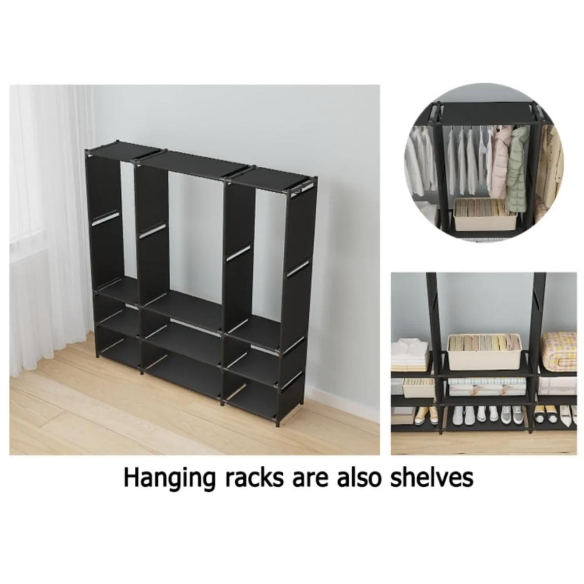 Τριπλή Ντουλάπα Ρούχων Μεταλλική με Ράφια & Κρεμάστρες 170x130x36cm σε 2 Χρώματα Τριπλή Ντουλάπα Ρούχων Μεταλλική με Ράφια & Κρεμάστρες 170x130x36cm σε 2 Χρώματα