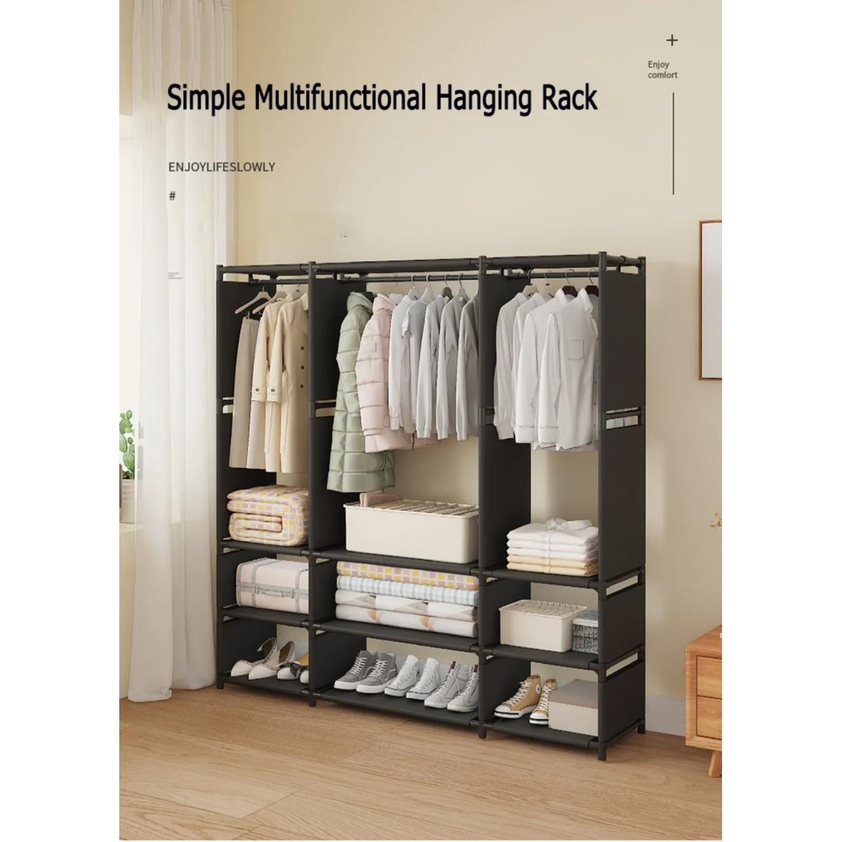 Τριπλή Ντουλάπα Ρούχων Μεταλλική με Ράφια & Κρεμάστρες 170x130x36cm σε 2 Χρώματα Τριπλή Ντουλάπα Ρούχων Μεταλλική με Ράφια & Κρεμάστρες 170x130x36cm σε 2 Χρώματα