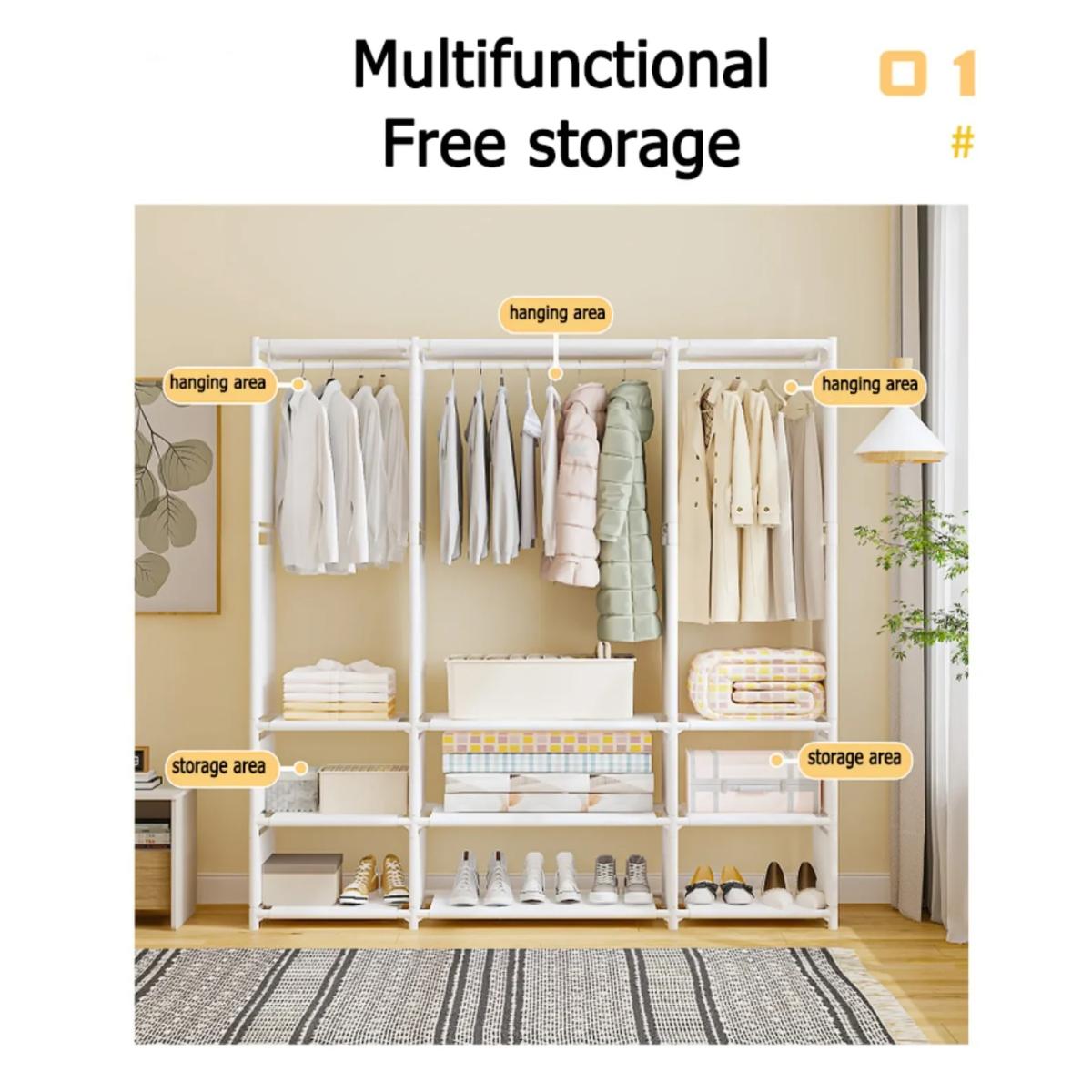 Τριπλή Ντουλάπα Ρούχων Μεταλλική με Ράφια & Κρεμάστρες 170x130x36cm σε 2 Χρώματα Τριπλή Ντουλάπα Ρούχων Μεταλλική με Ράφια & Κρεμάστρες 170x130x36cm σε 2 Χρώματα