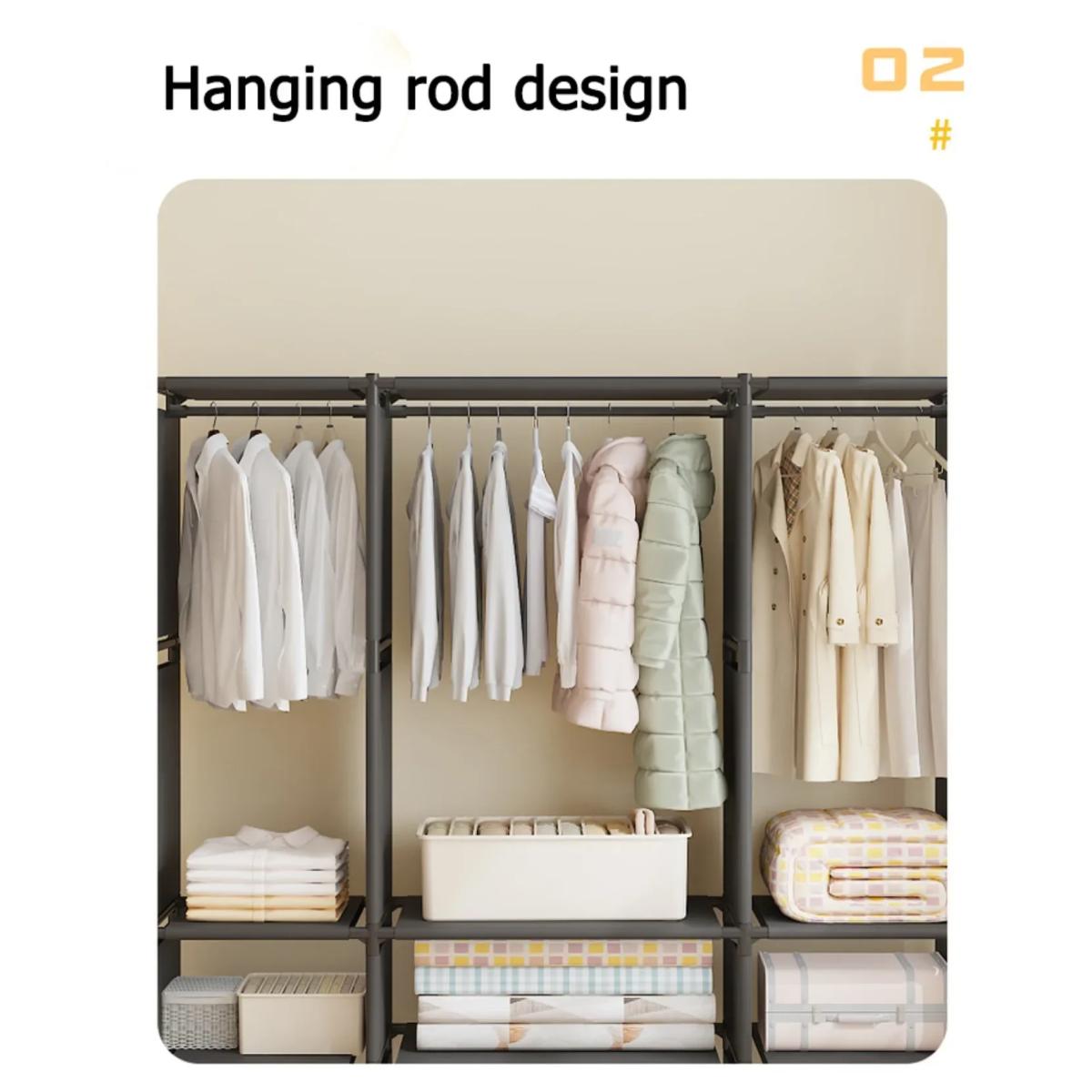 Τριπλή Ντουλάπα Ρούχων Μεταλλική με Ράφια & Κρεμάστρες 170x130x36cm σε 2 Χρώματα Τριπλή Ντουλάπα Ρούχων Μεταλλική με Ράφια & Κρεμάστρες 170x130x36cm σε 2 Χρώματα