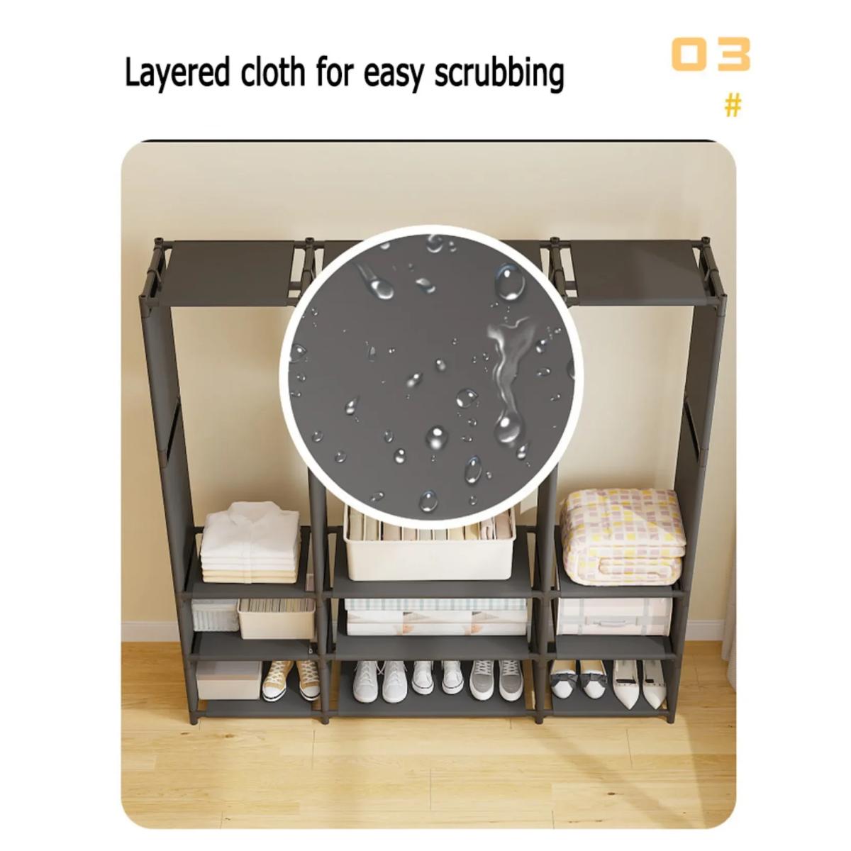 Τριπλή Ντουλάπα Ρούχων Μεταλλική με Ράφια & Κρεμάστρες 170x130x36cm σε 2 Χρώματα Τριπλή Ντουλάπα Ρούχων Μεταλλική με Ράφια & Κρεμάστρες 170x130x36cm σε 2 Χρώματα