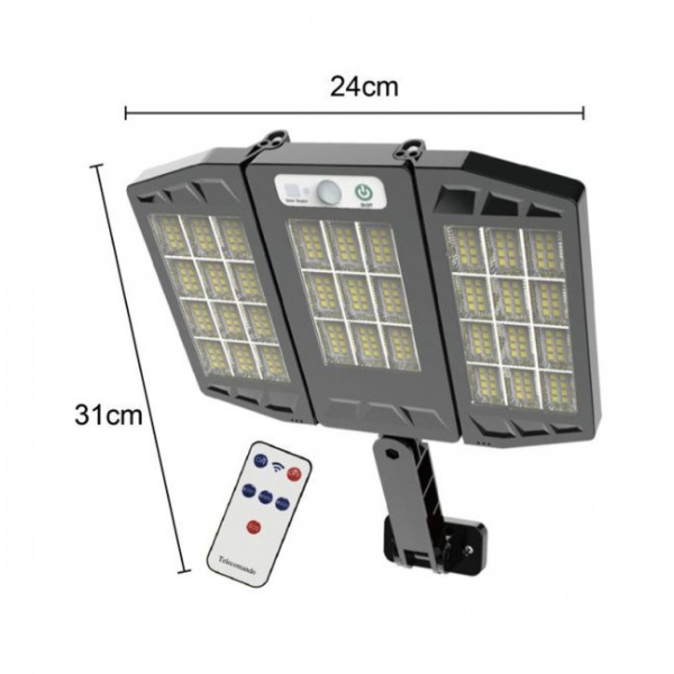 Τριπλό Ηλιακό Αδιάβροχο Αναδιπλούμενο LED Φωτιστικό με Ανιχνευτή Κίνησης, Βάση και Τηλεχειριστήριο Τριπλό Ηλιακό Αδιάβροχο Αναδιπλούμενο LED Φωτιστικό με Ανιχνευτή Κίνησης, Βάση και Τηλεχειριστήριο