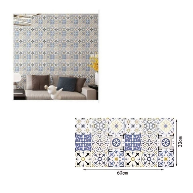 Τρισδιάστατη Ανάγλυφη Ταπετσαρία Τοίχου - Αυτοκόλλητη με Μπλε Σχέδια - 30x60 εκ Τρισδιάστατη Ανάγλυφη Ταπετσαρία Τοίχου - Αυτοκόλλητη με Μπλε Σχέδια - 30x60 εκ