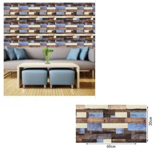 Τρισδιάστατη Ανάγλυφη Ταπετσαρία Τοίχου - Αυτοκόλλητη με Πολύχρωμο Μοτίβο - 30x60 εκ Τρισδιάστατη Ανάγλυφη Ταπετσαρία Τοίχου - Αυτοκόλλητη με Πολύχρωμο Μοτίβο - 30x60 εκ