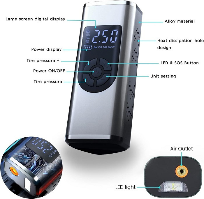 Τρόμπα Αυτοκινήτου 150PSI Επαναφορτιζόμενη 12V Τρόμπα Αυτοκινήτου 150PSI Επαναφορτιζόμενη 12V