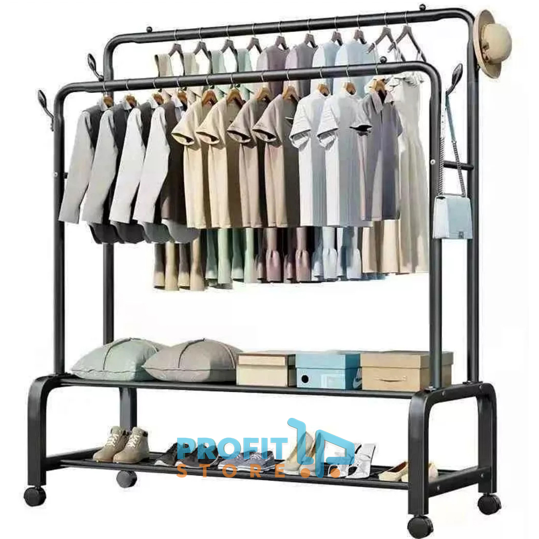 Τροχήλατη Μεταλλική Διπλή Κρεμάστρα & Διπλή Παπουτσοθήκη Αντοχής 48kg με 2 Ράφια - Βεστιάριο - Γκαρνταρόμπα Τρόλεϊ 162x112x58cm Άσπρη ή Μαύρη Τροχήλατη Μεταλλική Διπλή Κρεμάστρα & Διπλή Παπουτσοθήκη Αντοχής 48kg με 2 Ράφια - Βεστιάριο - Γκαρνταρόμπα Τρόλεϊ 162x112x58cm Άσπρη ή Μαύρη