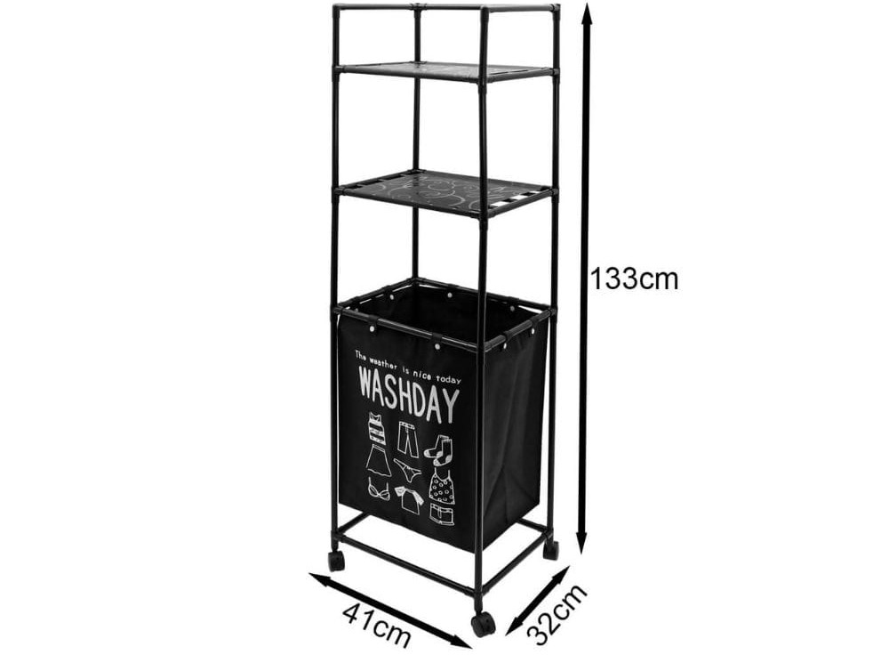 Τροχήλατη Μεταλλική Ραφιέρα Μπάνιου με Καλάθι Απλύτων & Ράφια 41x32x133cm Τροχήλατη Μεταλλική Ραφιέρα Μπάνιου με Καλάθι Απλύτων & Ράφια 41x32x133cm