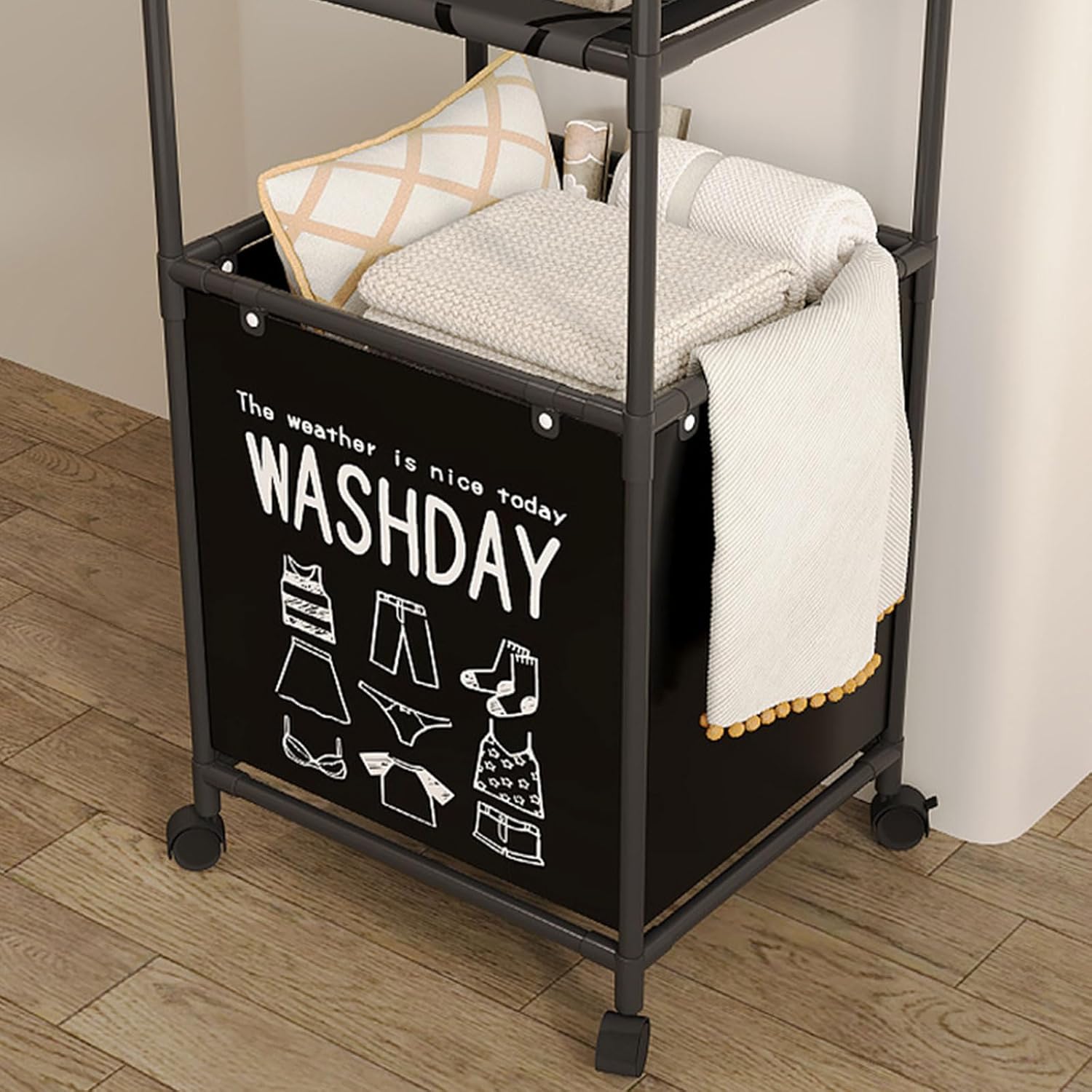 Τροχήλατη Μεταλλική Ραφιέρα Μπάνιου με Καλάθι Απλύτων & Ράφια 41x32x133cm Τροχήλατη Μεταλλική Ραφιέρα Μπάνιου με Καλάθι Απλύτων & Ράφια 41x32x133cm