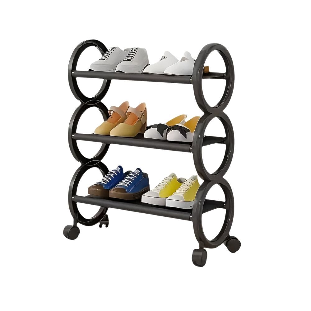Τροχηλάτη Παπουτσοθήκη 3 Επιπέδων από Μέταλλο και Πλαστικό - 57cm Μαύρη Τροχηλάτη Παπουτσοθήκη 3 Επιπέδων από Μέταλλο και Πλαστικό - 57cm Μαύρη