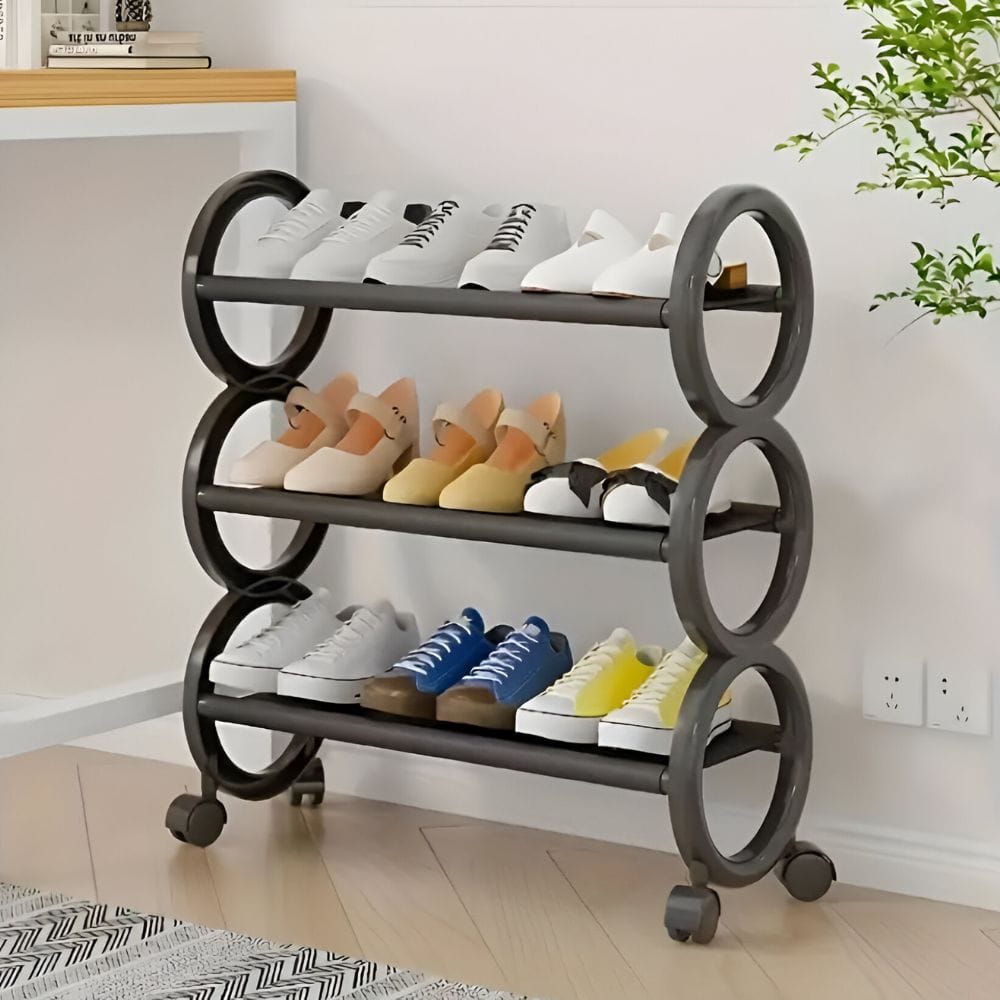 Τροχηλάτη Παπουτσοθήκη 3 Επιπέδων από Μέταλλο και Πλαστικό - 57cm Μαύρη Τροχηλάτη Παπουτσοθήκη 3 Επιπέδων από Μέταλλο και Πλαστικό - 57cm Μαύρη