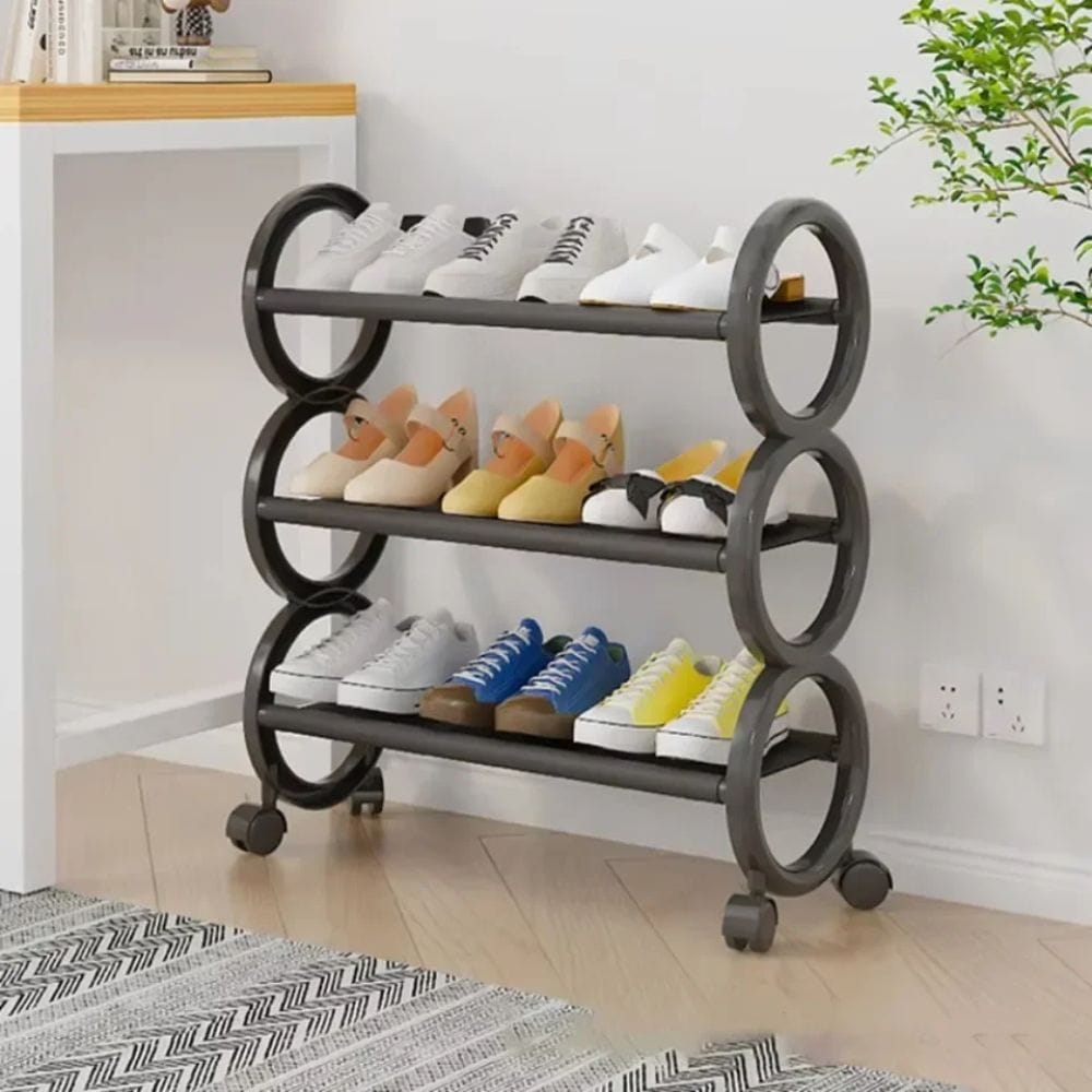 Τροχηλάτη Παπουτσοθήκη 3 Επιπέδων από Μέταλλο και Πλαστικό - 57cm Μαύρη Τροχηλάτη Παπουτσοθήκη 3 Επιπέδων από Μέταλλο και Πλαστικό - 57cm Μαύρη