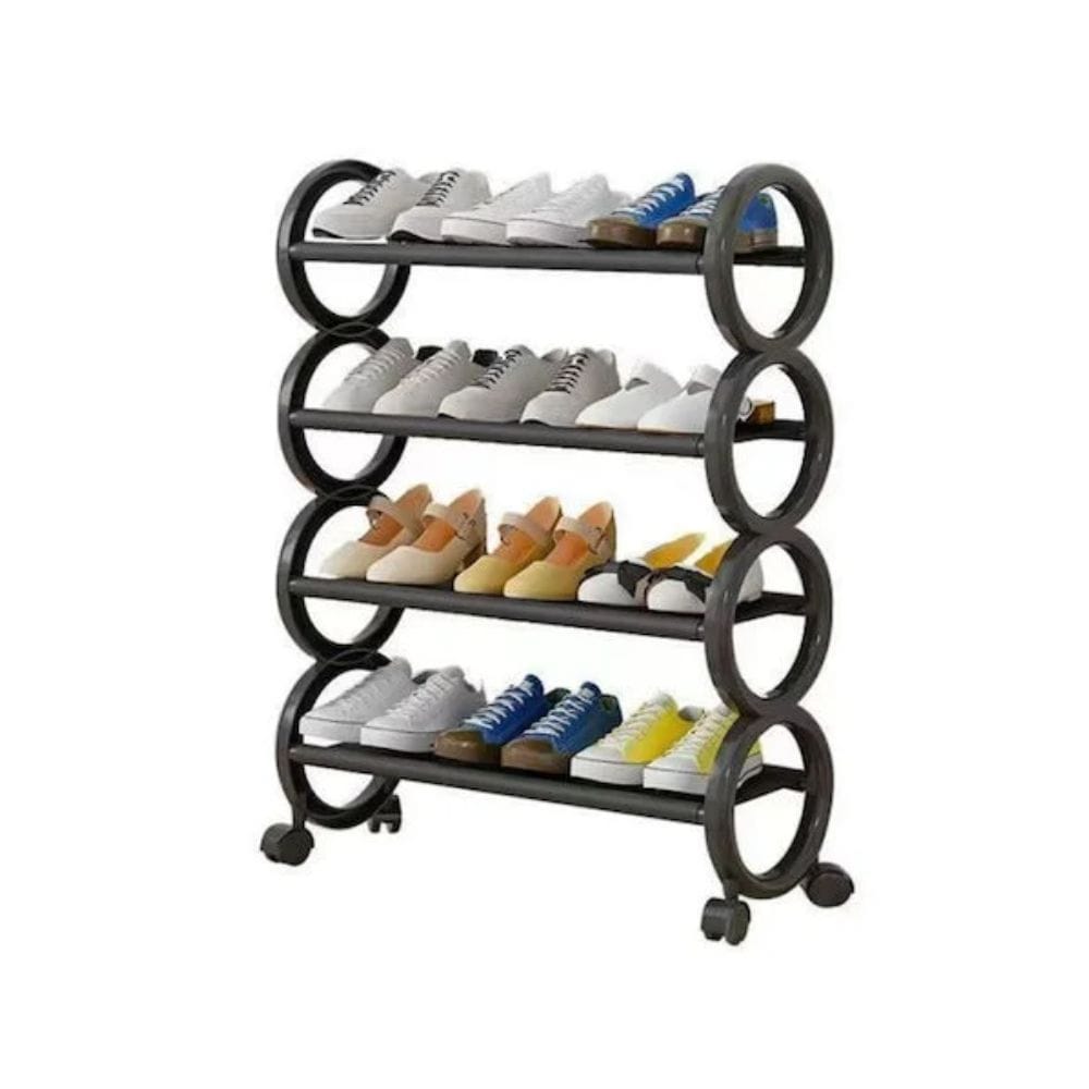 Τροχηλάτη Παπουτσοθήκη 4 Επιπέδων από Μέταλλο και Πλαστικό - 57cm Μαύρη Τροχηλάτη Παπουτσοθήκη 4 Επιπέδων από Μέταλλο και Πλαστικό - 57cm Μαύρη