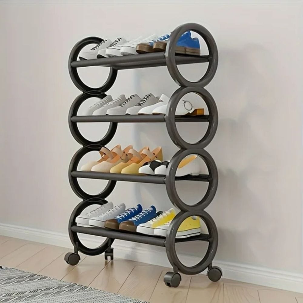 Τροχηλάτη Παπουτσοθήκη 4 Επιπέδων από Μέταλλο και Πλαστικό - 57cm Μαύρη Τροχηλάτη Παπουτσοθήκη 4 Επιπέδων από Μέταλλο και Πλαστικό - 57cm Μαύρη