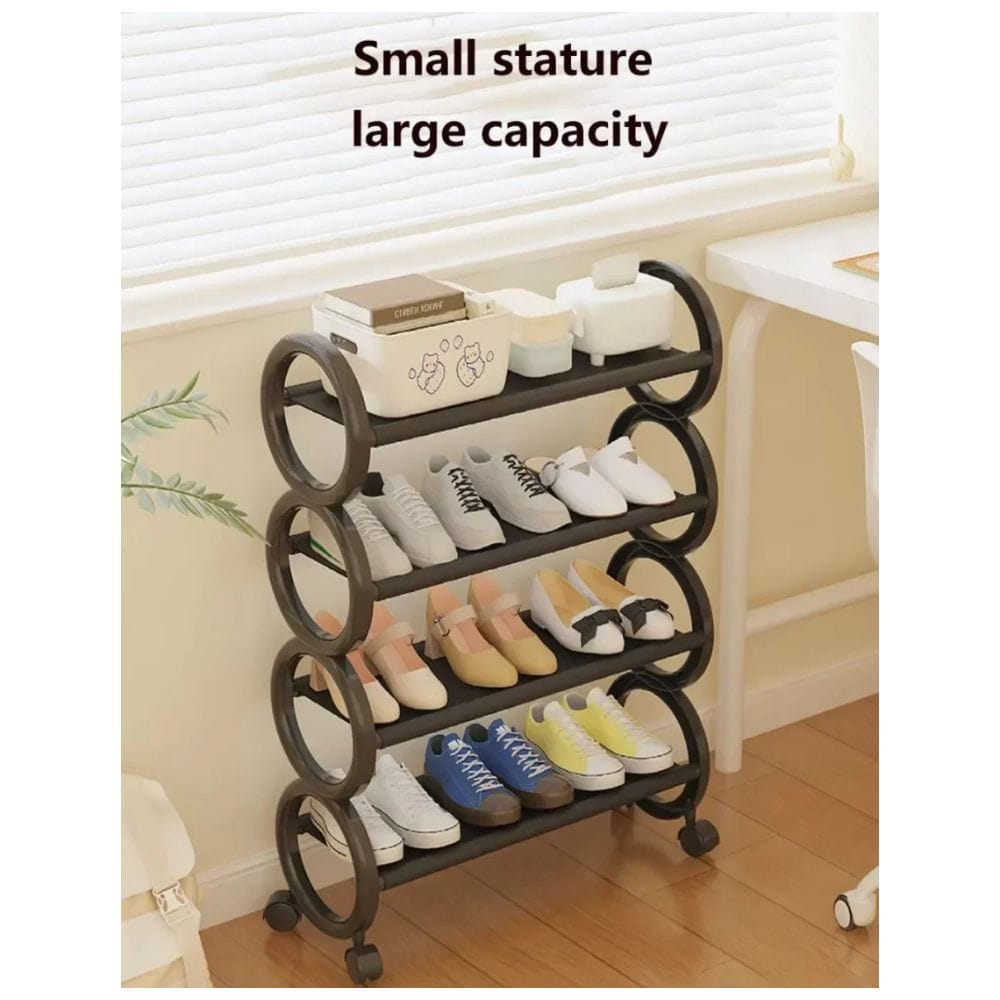 Τροχηλάτη Παπουτσοθήκη 4 Επιπέδων από Μέταλλο και Πλαστικό - 57cm Μαύρη Τροχηλάτη Παπουτσοθήκη 4 Επιπέδων από Μέταλλο και Πλαστικό - 57cm Μαύρη