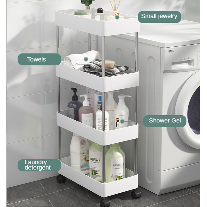 Τροχήλατη Ραφιέρα - Καρότσι Τεσσάρων Επιπέδων με 4 Καλάθια & Ροδάκια - Τρόλεϊ Οργάνωσης, Διακόσμησης 80x40x12.5cm - Λευκό Τροχήλατη Ραφιέρα - Καρότσι Τεσσάρων Επιπέδων με 4 Καλάθια & Ροδάκια - Τρόλεϊ Οργάνωσης, Διακόσμησης 80x40x12.5cm - Λευκό