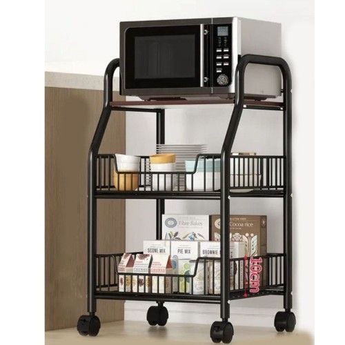 Τροχήλατη Ραφιέρα - Καρότσι Τριών Επιπέδων με 3 Ράφια και Ροδάκια Τρόλεϊ Οργάνωσης Διακόσμησης 46x33x76 cm Μαύρο Τροχήλατη Ραφιέρα - Καρότσι Τριών Επιπέδων με 3 Ράφια και Ροδάκια Τρόλεϊ Οργάνωσης Διακόσμησης 46x33x76 cm Μαύρο