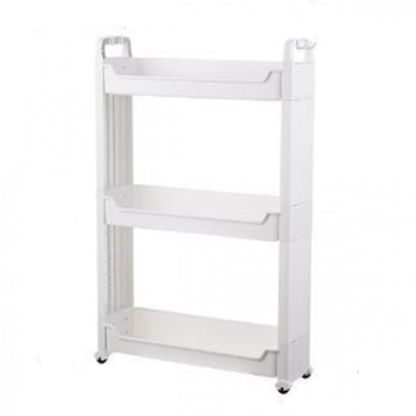 Τροχήλατη Στενή Ραφιέρα - Βάση Οργάνωσης με 3 Ράφια Πλαστική Λευκή 80x55x14εκ Τροχήλατη Στενή Ραφιέρα - Βάση Οργάνωσης με 3 Ράφια Πλαστική Λευκή 80x55x14εκ