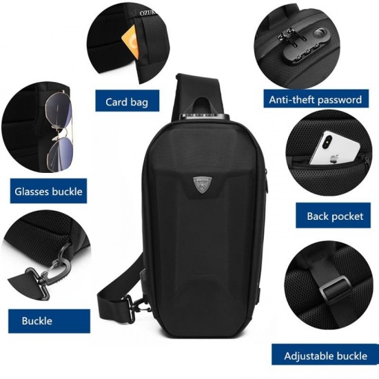 Τσάντα Στήθους Ozuko με USB Μαύρη Τσάντα Στήθους Ozuko με USB Μαύρη