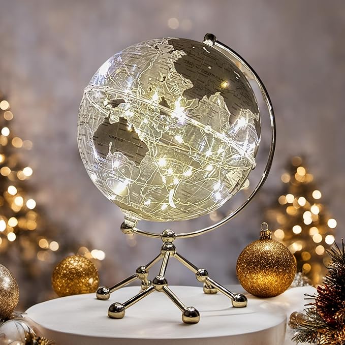 Υδρόγειος Σφαίρα Περιστρεφόμενη και LED Φωτιζόμενη με Μεταλλική Βάση 20cm Υδρόγειος Σφαίρα Περιστρεφόμενη και LED Φωτιζόμενη με Μεταλλική Βάση 20cm