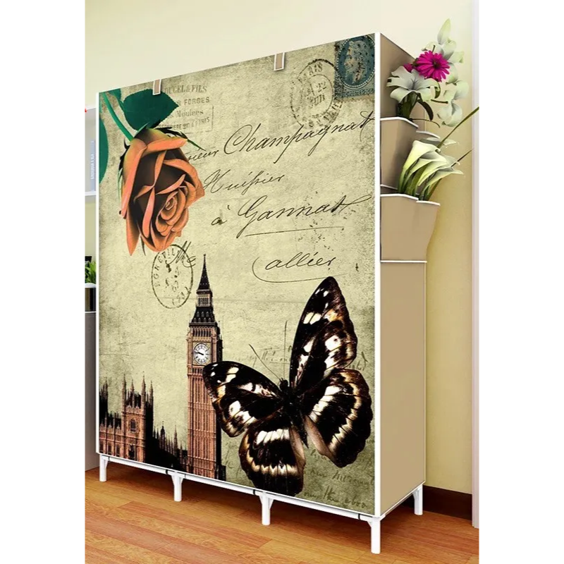 Υφασμάτινη Αδιάβροχη Ντουλάπα 3D με Μεταλλικό Σκελετό, Ράφια και Ράγες για Ρούχα και Λευκά Είδη 105x45x170cm Υφασμάτινη Αδιάβροχη Ντουλάπα 3D με Μεταλλικό Σκελετό, Ράφια και Ράγες για Ρούχα και Λευκά Είδη 105x45x170cm