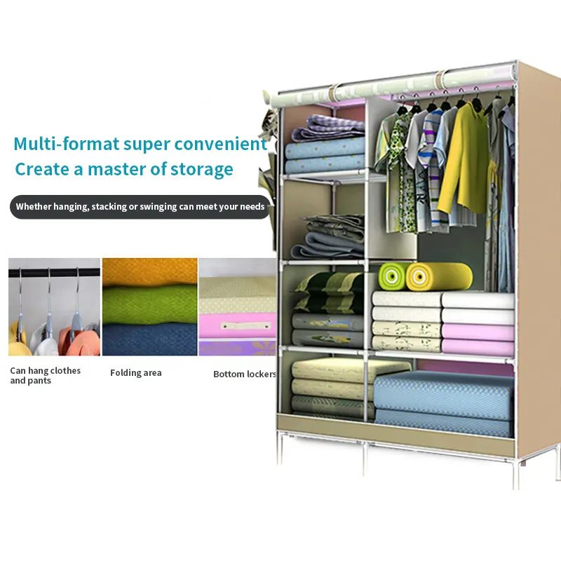 Υφασμάτινη Αδιάβροχη Ντουλάπα 3D με Μεταλλικό Σκελετό, Ράφια και Ράγες για Ρούχα και Λευκά Είδη 105x45x170cm Υφασμάτινη Αδιάβροχη Ντουλάπα 3D με Μεταλλικό Σκελετό, Ράφια και Ράγες για Ρούχα και Λευκά Είδη 105x45x170cm