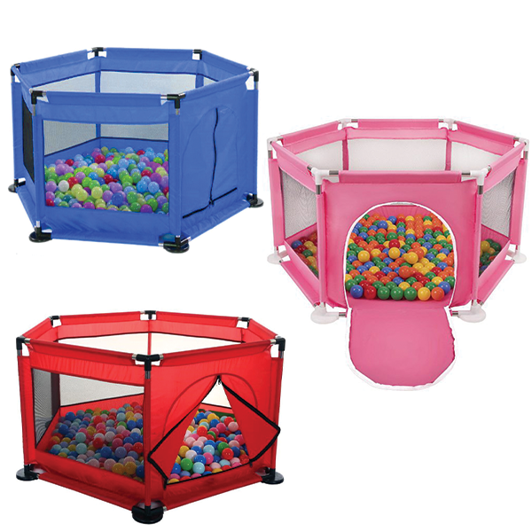 Υφασμάτινη Παιδική Πισίνα με Πολύχρωμες Μπάλες από Μεταλλικό Σκελετό Εξάγωνη 140x140x65εκ Υφασμάτινη Παιδική Πισίνα με Πολύχρωμες Μπάλες από Μεταλλικό Σκελετό Εξάγωνη 140x140x65εκ