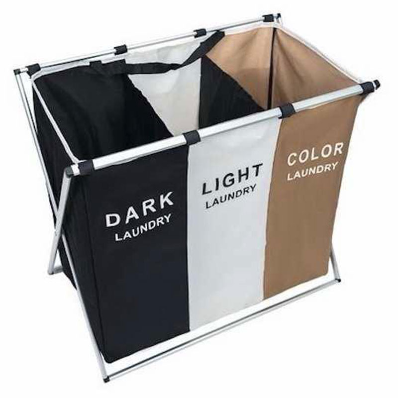 Υφασμάτινο Καλάθι Διαχωρισμού Απλύτων 3 Θέσεων με Μεταλλική Βάση 60x38x56cm Υφασμάτινο Καλάθι Διαχωρισμού Απλύτων 3 Θέσεων με Μεταλλική Βάση 60x38x56cm