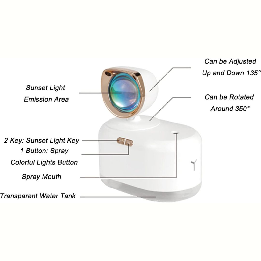 Υγραντήρας με Εφέ Ηλιοβασίλεμα - Τροφοδοσία μέσω USB και Δοχείο 300 mL Υγραντήρας με Εφέ Ηλιοβασίλεμα - Τροφοδοσία μέσω USB και Δοχείο 300 mL