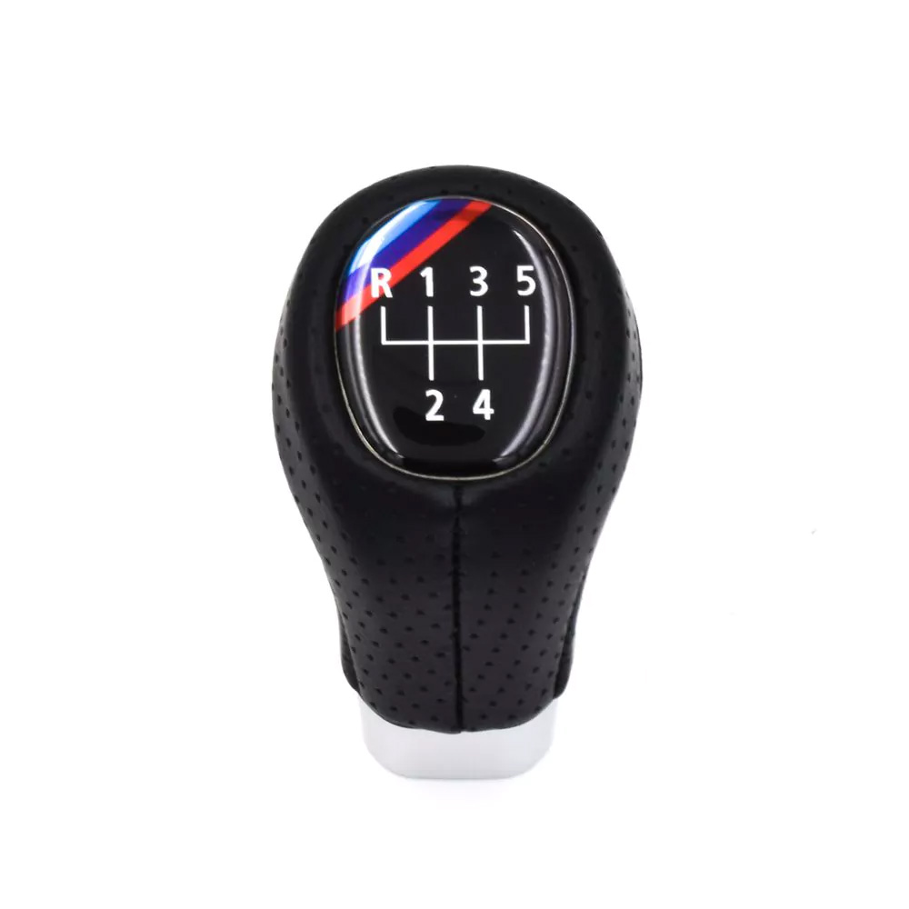 Universal Δερμάτινο Πόμολο - Λεβιές 5 Ταχυτήτων Αυτοκινήτου για BMW με Μ Λεπτομέρεια Universal Δερμάτινο Πόμολο - Λεβιές 5 Ταχυτήτων Αυτοκινήτου για BMW με Μ Λεπτομέρεια