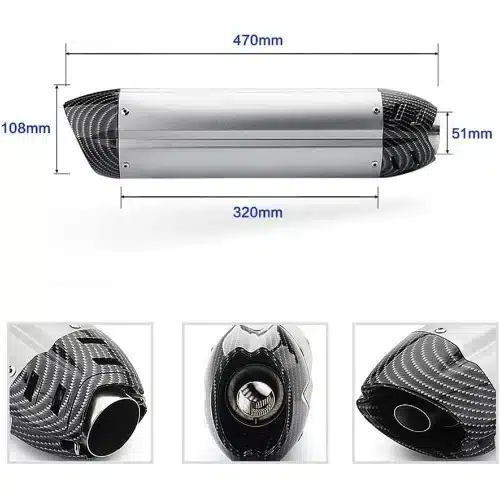 Universal Τελικό Εξάτμισης 51mm Ασημί με Μαύρο Carbon Universal Τελικό Εξάτμισης 51mm Ασημί με Μαύρο Carbon