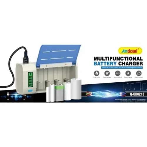Universal Φορτιστής για Μπαταρίες NI-CD/NI-MH με Λειτουργία Εκφόρτισης και Οθόνη LCD (AA/AAA/C/D/9V/Krona) Andowl Universal Φορτιστής για Μπαταρίες NI-CD/NI-MH με Λειτουργία Εκφόρτισης και Οθόνη LCD (AA/AAA/C/D/9V/Krona) Andowl