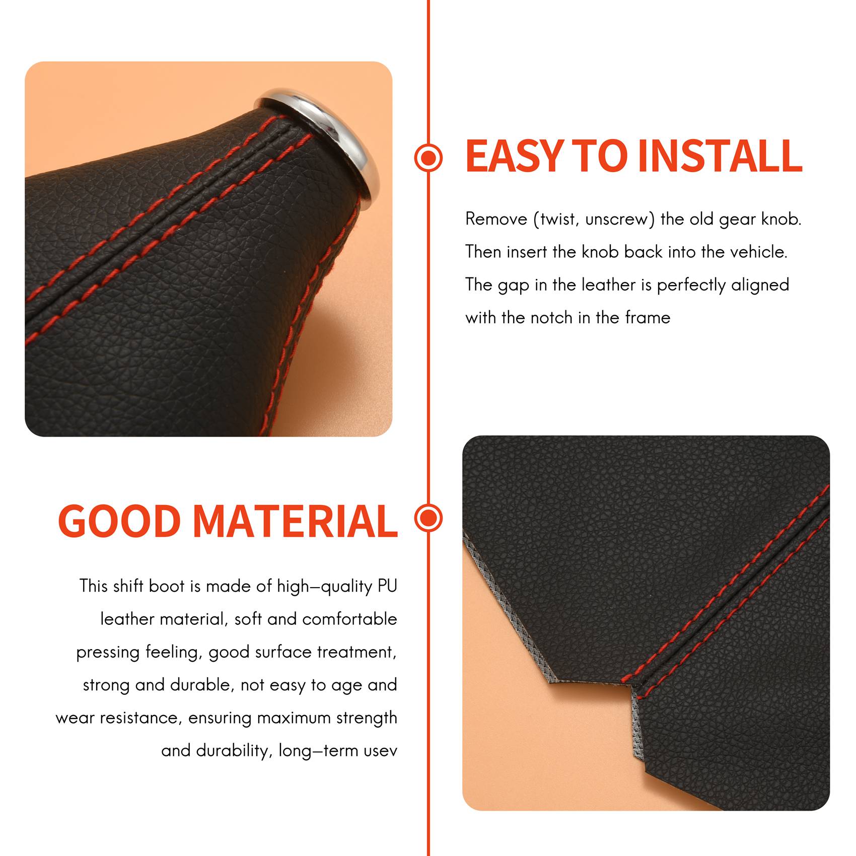 Universal Φούσκα Ταχυτήτων Αυτοκινήτου - Δερματίνη - Μαύρο Κόκκινο Universal Φούσκα Ταχυτήτων Αυτοκινήτου - Δερματίνη - Μαύρο Κόκκινο