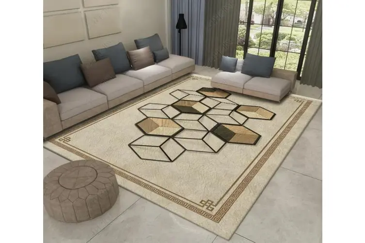 Υψηλής Ποιότητας Αντιολισθητικό και Υποαλλεργικό Χαλί με Τρισδιάστατο Γεωμετρικό Σχέδιο-Κύβο & Κρόσια σε Μπεζ – Μαύρο Χρώμα 160x230εκ Υψηλής Ποιότητας Αντιολισθητικό και Υποαλλεργικό Χαλί με Τρισδιάστατο Γεωμετρικό Σχέδιο-Κύβο & Κρόσια σε Μπεζ – Μαύρο Χρώμα 160x230εκ