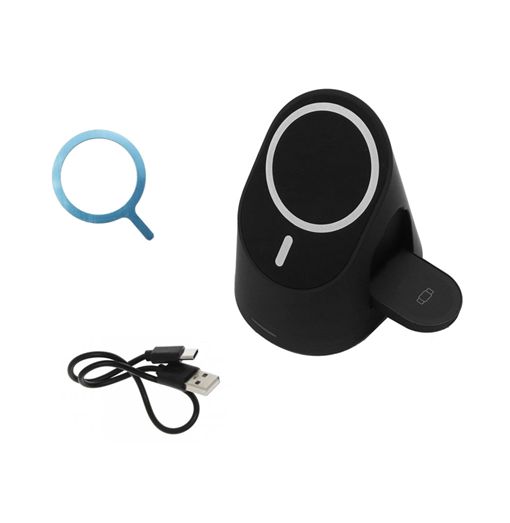 Βάση ασύρματης Φόρτισης 3 σε 1 με θύρα USB Type C 15W και Μαγνητικό Δαχτυλίδι Μαύρο Βάση ασύρματης Φόρτισης 3 σε 1 με θύρα USB Type C 15W και Μαγνητικό Δαχτυλίδι Μαύρο