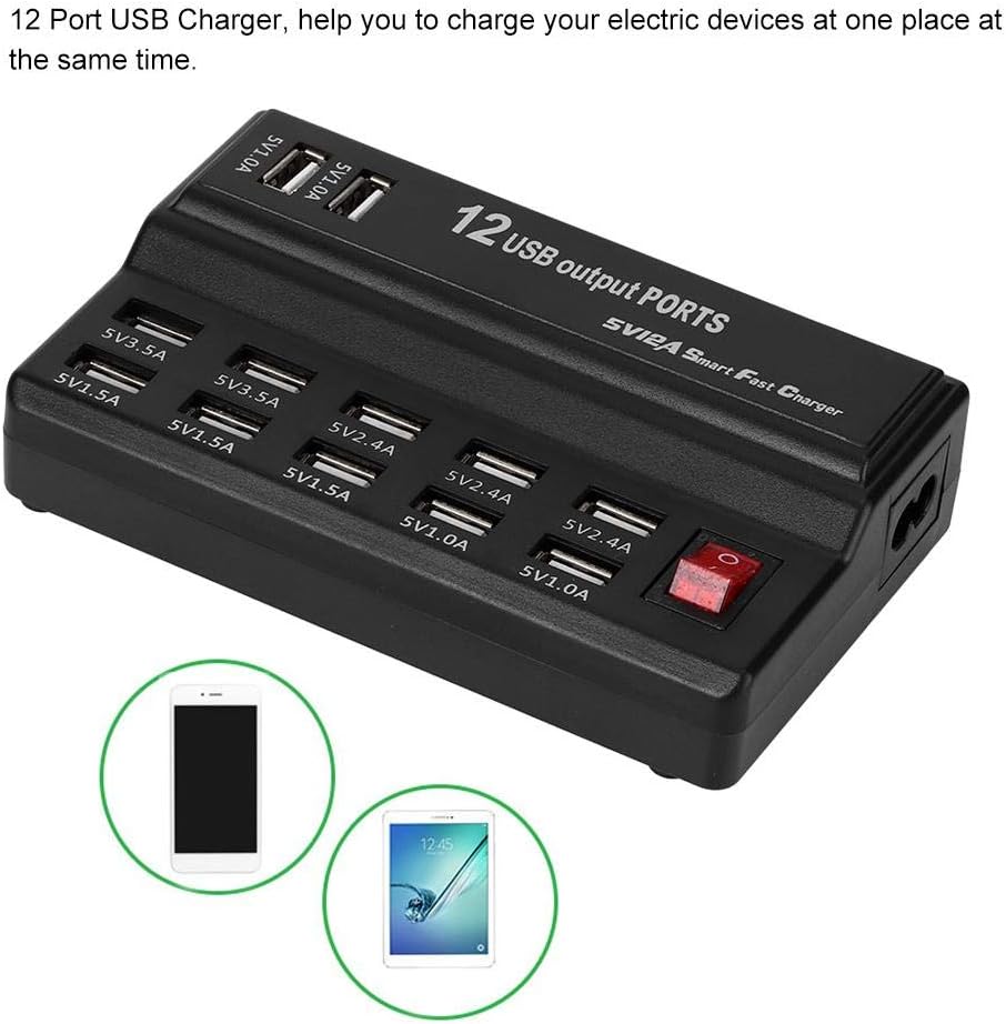 Βάση Φόρτισης 100-240V με 12 Θύρες USB-A 60W 2.4A/1A Andowl - Μαύρη Βάση Φόρτισης 100-240V με 12 Θύρες USB-A 60W 2.4A/1A Andowl - Μαύρη