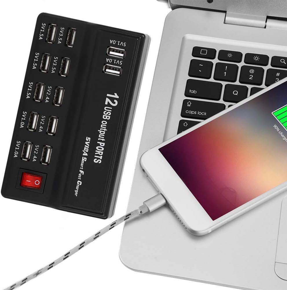 Βάση Φόρτισης 100-240V με 12 Θύρες USB-A 60W 2.4A/1A Andowl - Μαύρη Βάση Φόρτισης 100-240V με 12 Θύρες USB-A 60W 2.4A/1A Andowl - Μαύρη