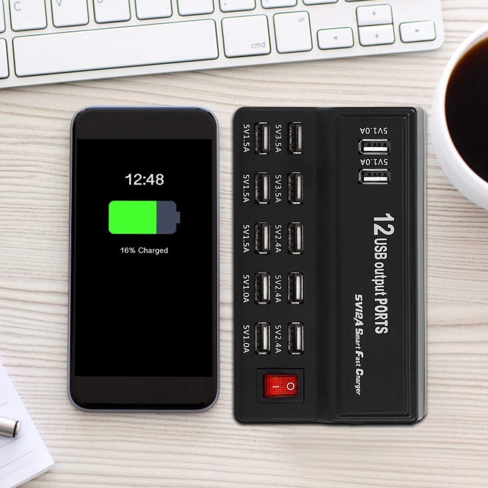 Βάση Φόρτισης 100-240V με 12 Θύρες USB-A 60W 2.4A/1A Andowl - Μαύρη Βάση Φόρτισης 100-240V με 12 Θύρες USB-A 60W 2.4A/1A Andowl - Μαύρη