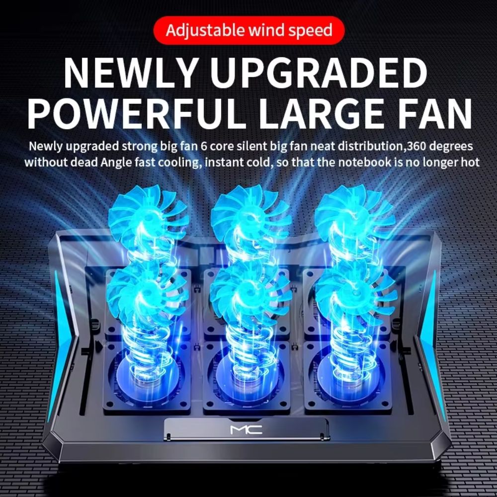 Βάση Laptop Cooling Pad με 6 Ανεμιστήρες Ψύξης έως 18 Βάση Laptop Cooling Pad με 6 Ανεμιστήρες Ψύξης έως 18