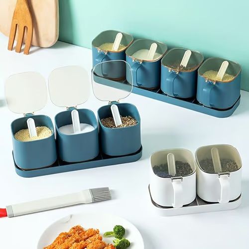 Βάση Οργάνωσης & Αποθήκευσης με 2 Δοχεία Μπαχαρικών και Ενσωματωμένο Κουταλάκι8.5x8x24cm - Μπλε Βάση Οργάνωσης & Αποθήκευσης με 2 Δοχεία Μπαχαρικών και Ενσωματωμένο Κουταλάκι8.5x8x24cm - Μπλε